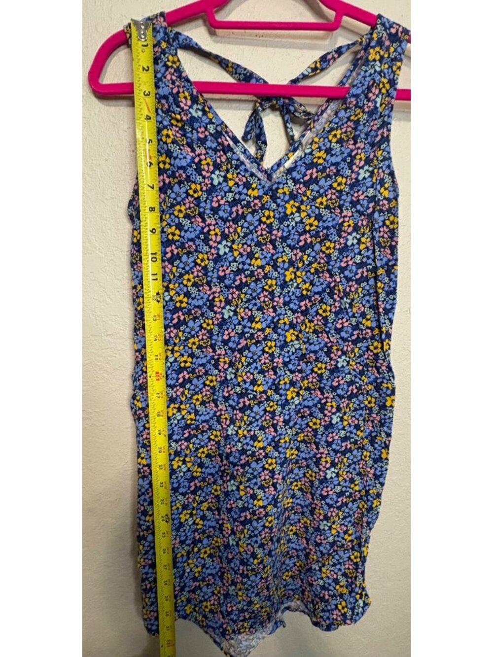 Gap Womens XS Floral Sleeveless Dress With Tie Back Blue Yellow Pink Lightweight - Picture 10 of 11